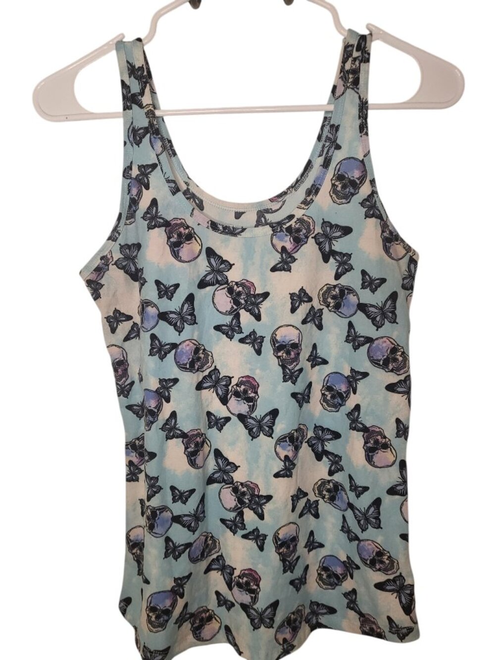 No Boundaries Juniors' scoop neck "Skull and Butterfly" Tank Top